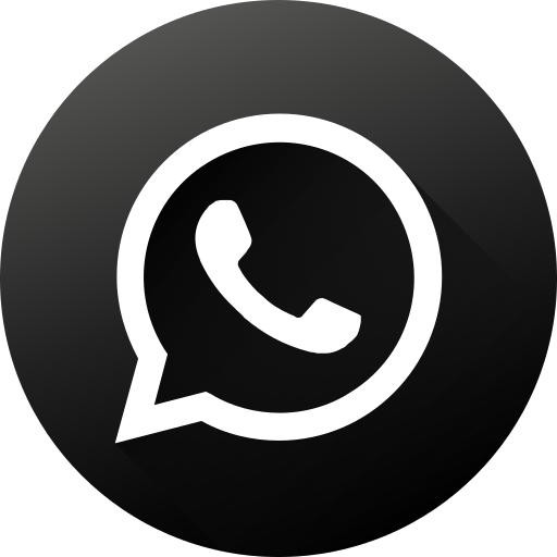 Black white, circle, high quality, long shadow, social, social media, whatsapp icon